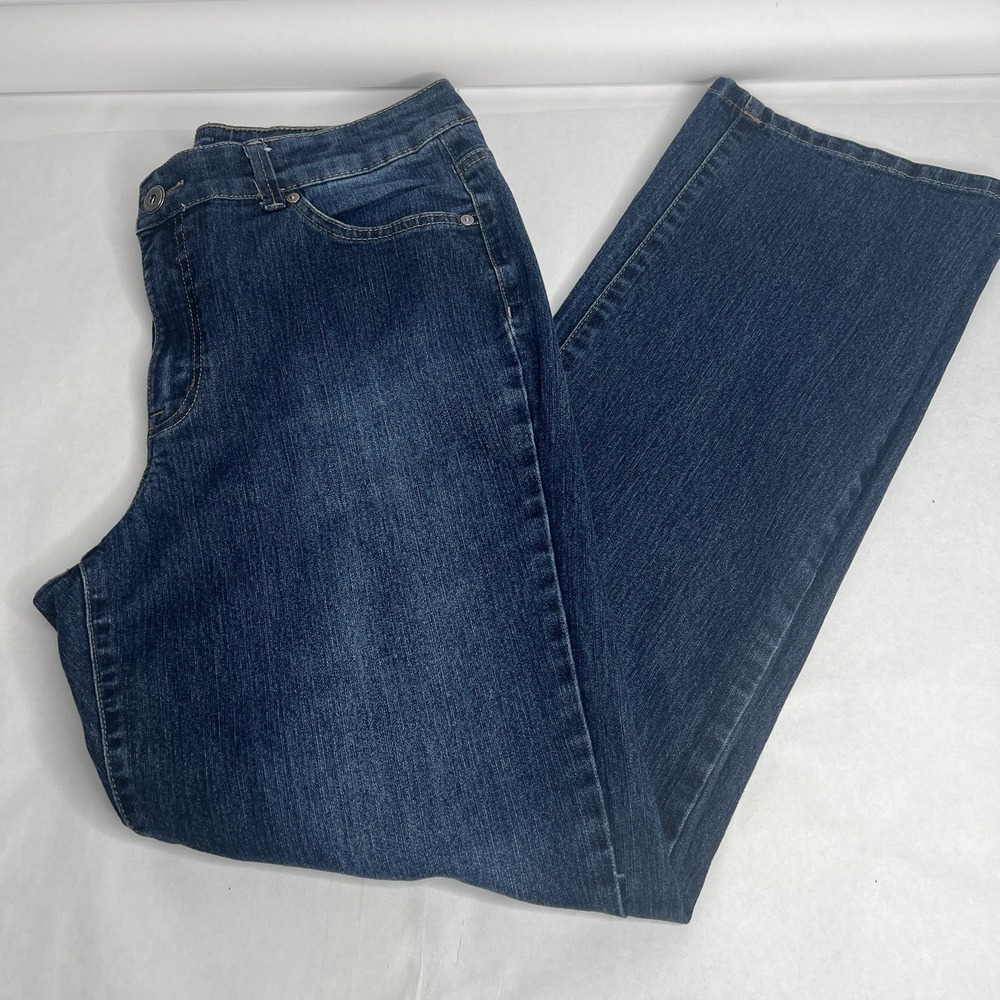 Bandolino Straight Leg Size 14 Denim Blue Jeans Dark Wash Classic Denim